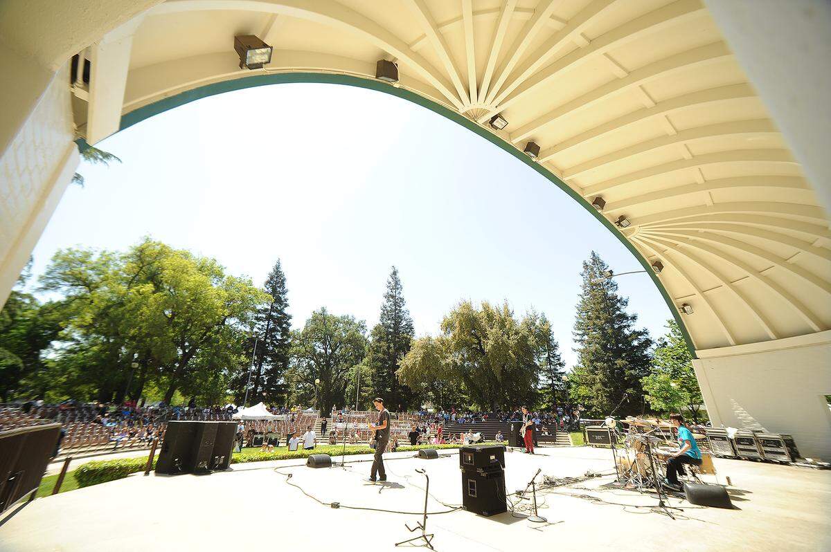 A band takes the stage at Graceada Park’s Mancini Bowl during a past year’s Earth Day in the Park Festival.