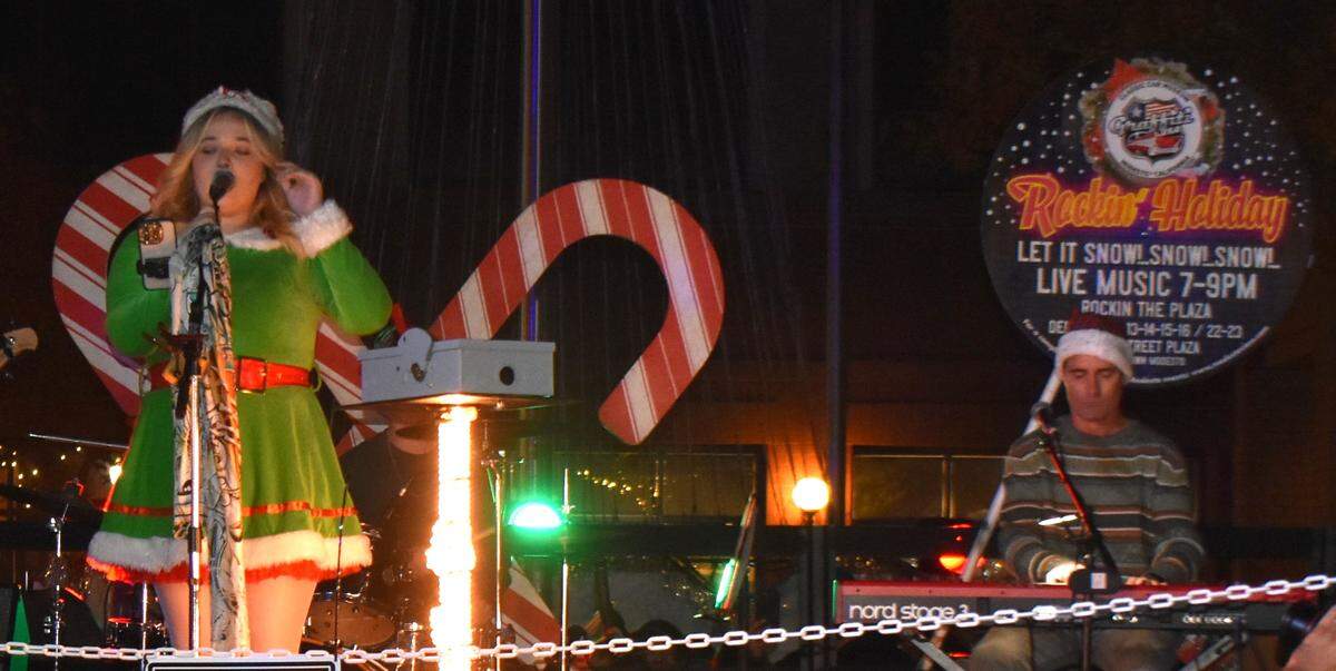 Rockin Holiday festivities began on Tenth Street Plaza in downtown Modesto right after Saturday night’s Celebration of Lights Parade.