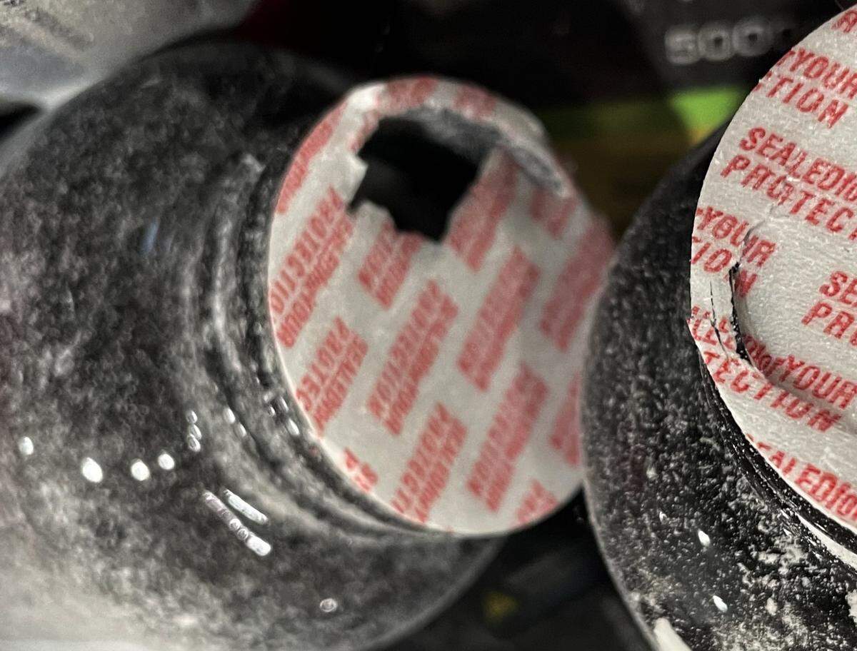 A jar of dietary supplements was hit by a bullet during a fatal police shooting of a suspect inside Max Muscle Sports Performance in Modesto, Calif., on March 17, 2025.