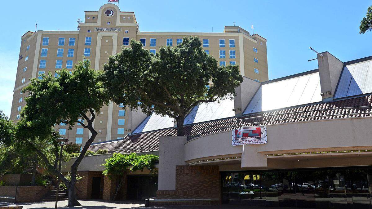 The DoubleTree Hotel and Modesto Centre Plaza in downtown Modesto, Calif., are pictured on June 1, 2016.