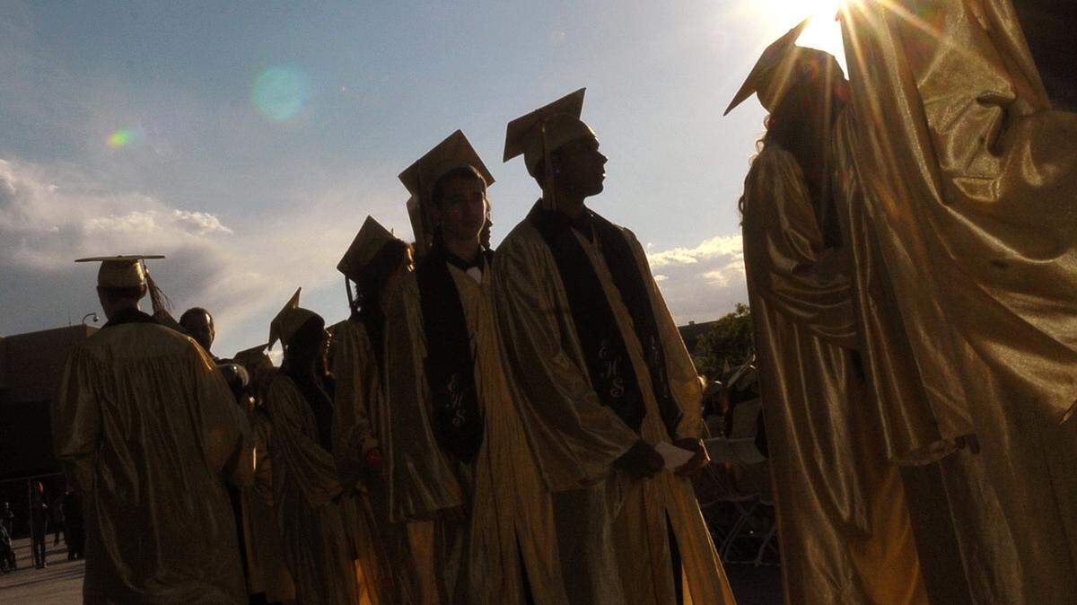 Enochs High — a past graduation shown in this file photo — had the highest graduation rate in Modesto City Schools for the Class of 2024.