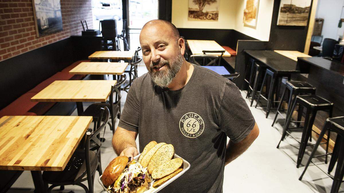 Chef Tye Bauer inside Bauer’s Downtown Gastropub at 822 9th Street in Modesto, Calif.