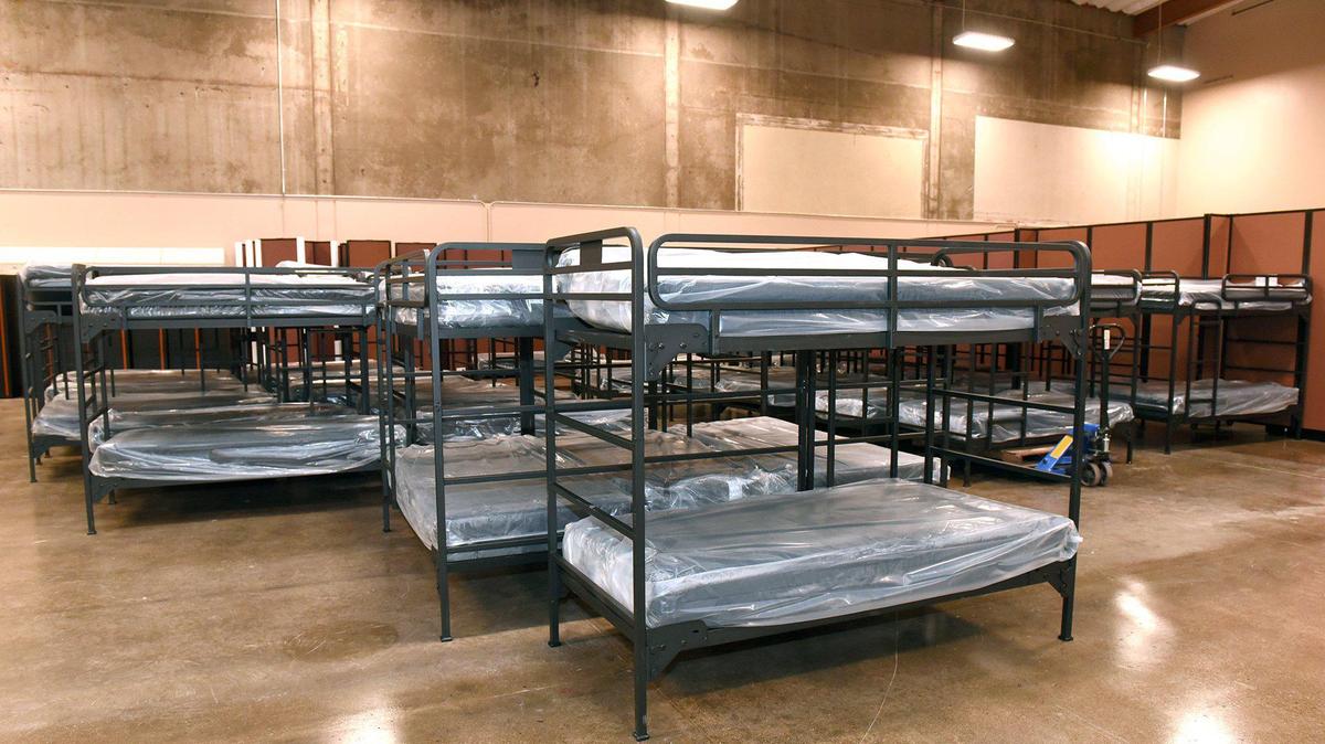Beds are pictured Thursday September 26, 2019 at the Salvation Army’s Berberian Center in Modesto, Calif.