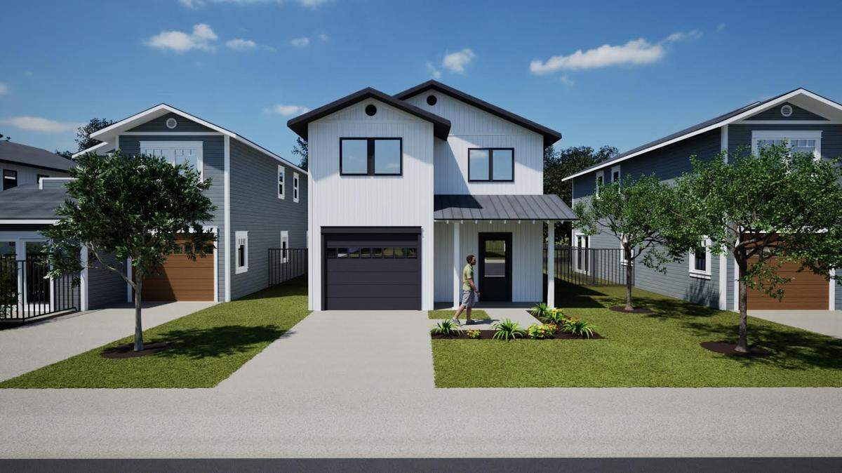 An architect rendering shows some of the possible facades at a 38-home project in southeast Modesto. The City Council gave final approval Nov. 25. The houses will be sold to people making up to 80% of Stanislaus County’s median income.