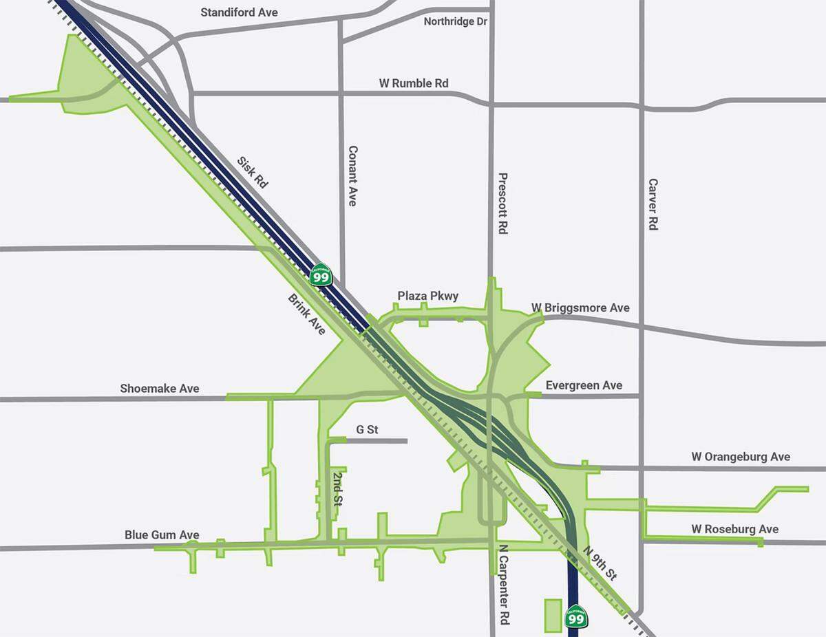Briggsmore/Carpenter Interchange Improvement Project area.