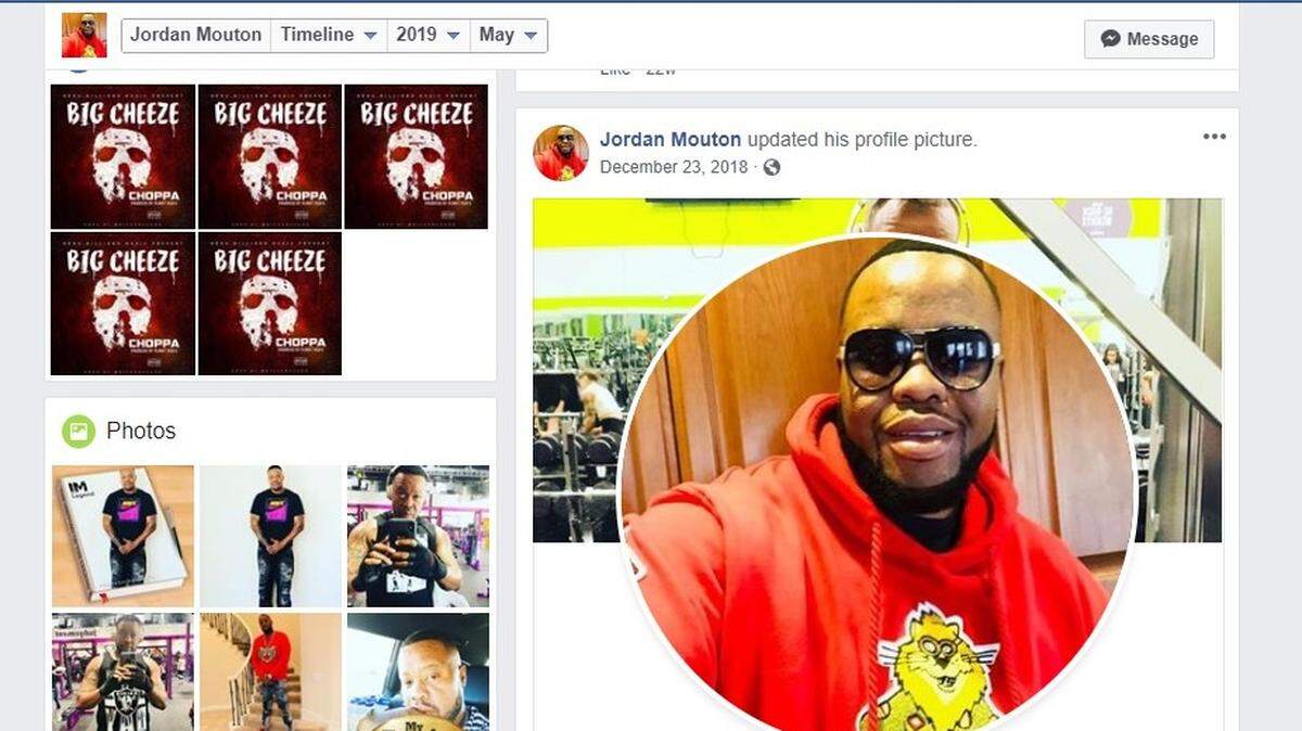 A screen shot of Jordan Mouton’s Facebook page