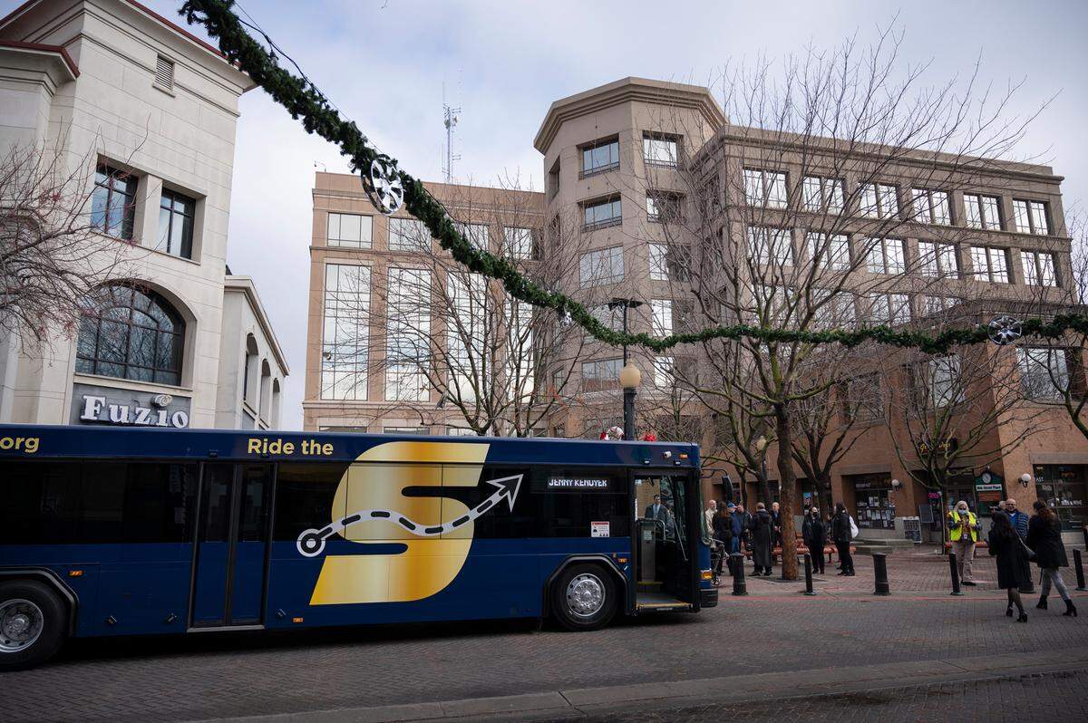 The newly branded Stanislaus Regional Transit Authority bus was officially unveiled in Modesto, Calif., on Thursday, Dec. 16, 2021. The Modesto Area Express, better known as MAX, and Stanislaus Regional Transit, or START have merged into one provider, Stanislaus Regional Transit Authority.