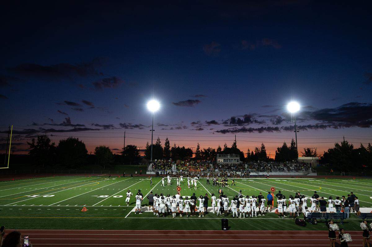 Enochs and Buhach Colony high schools play football at Gregori High School in Salida, Calif., Friday, Sept. 1, 2023.