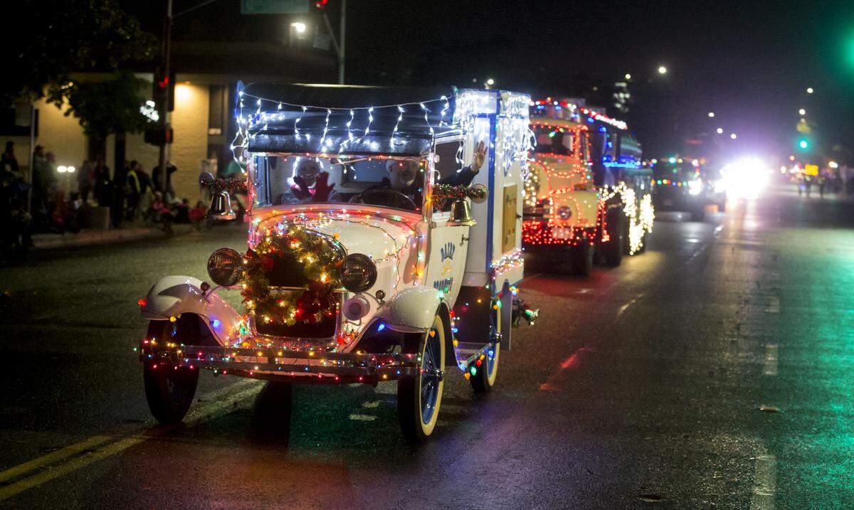 Crystal Creamery was one of many floats during the Celebration of Lights Parade in downtown Modesto Saturday, Nov. 30, 2018. 