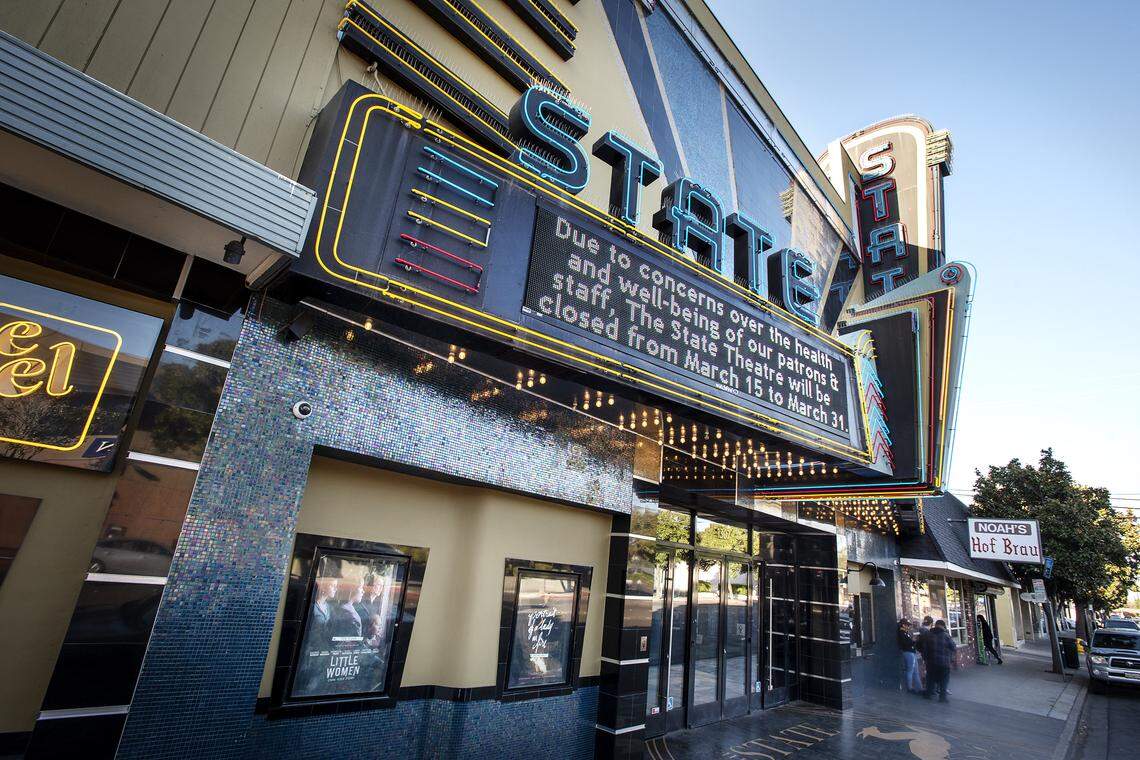 The State Theatre will closed for the rest of March due to concerns of the coronavirus in Modesto, Calif., on Friday, March. 13, 2020.