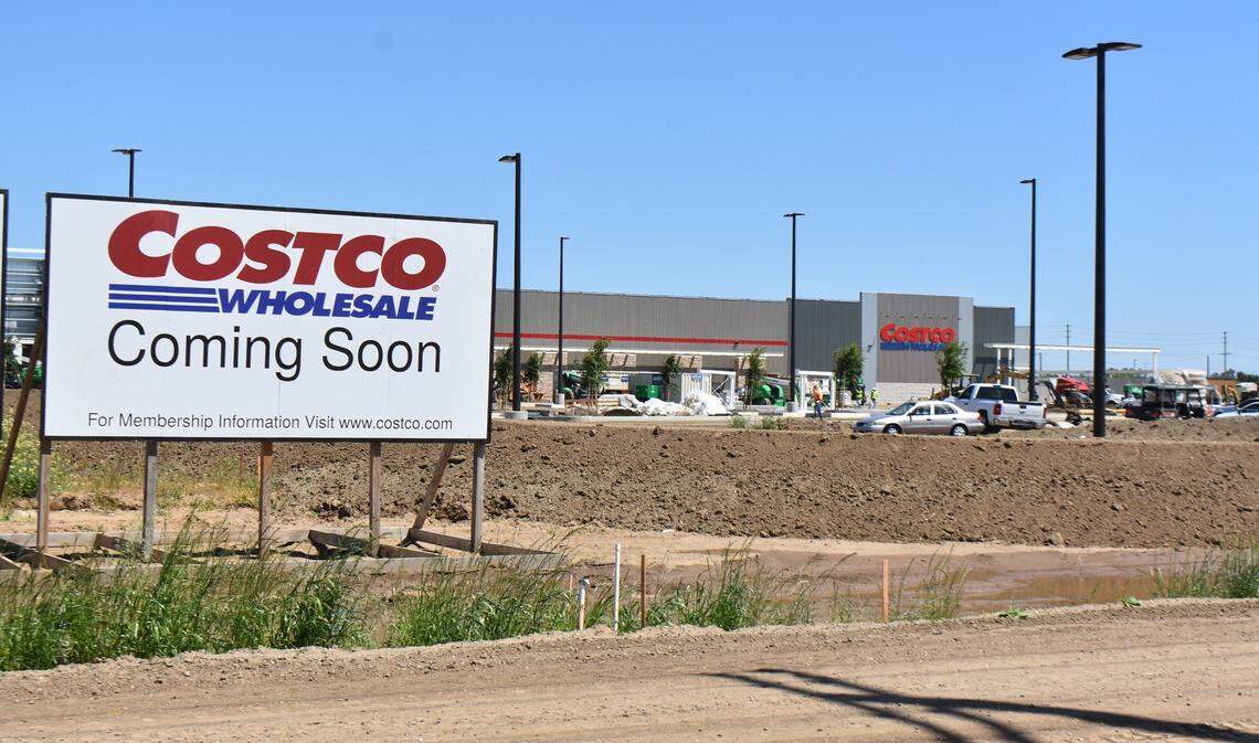 The Costco store going up at Claribel and Oakdale roads in Riverbank is pictured April 30, 2024. It is scheduled to open June 13.
