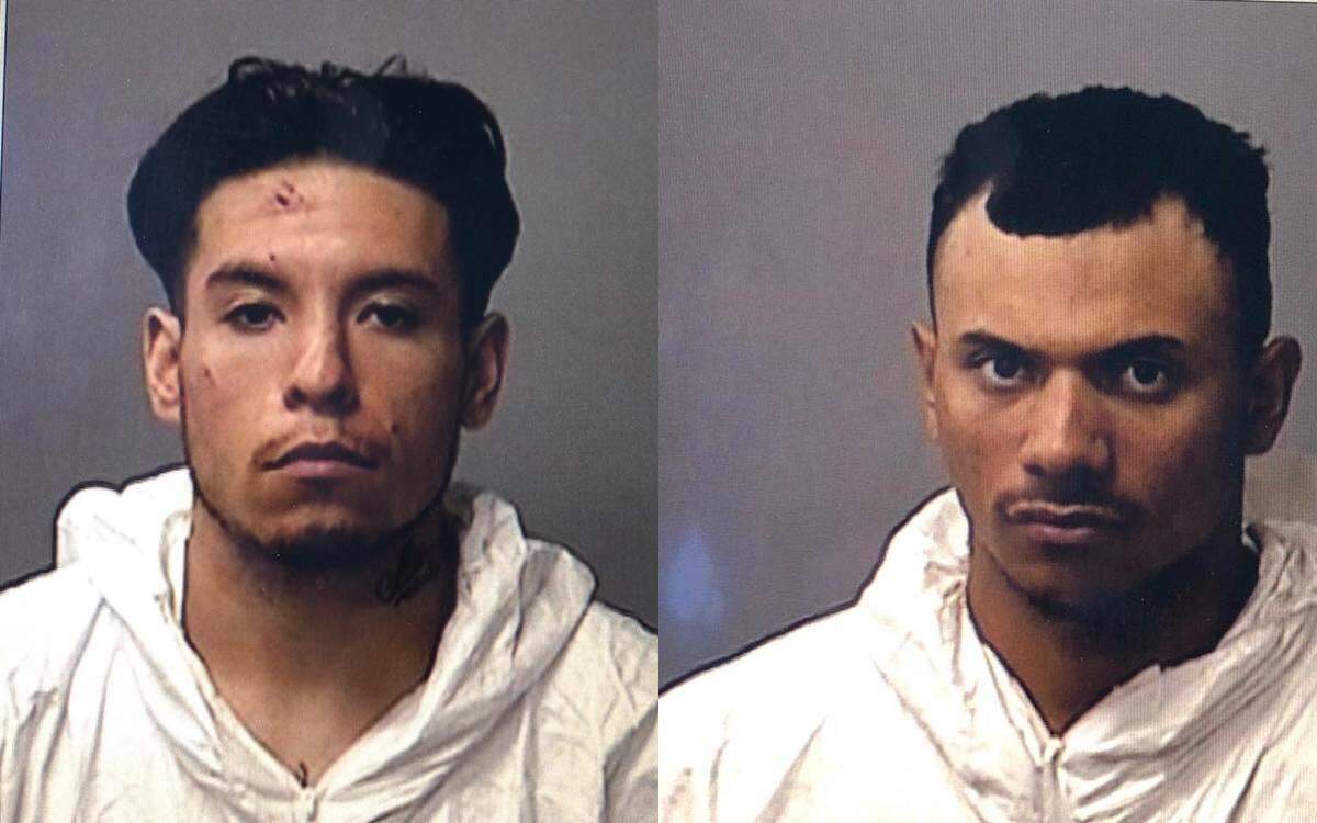 The two suspects in the police pursuit crash are Rodney Quiros, 24, of San Francisco (left) and Antonio Gazo, 22, of Daly City (right).
