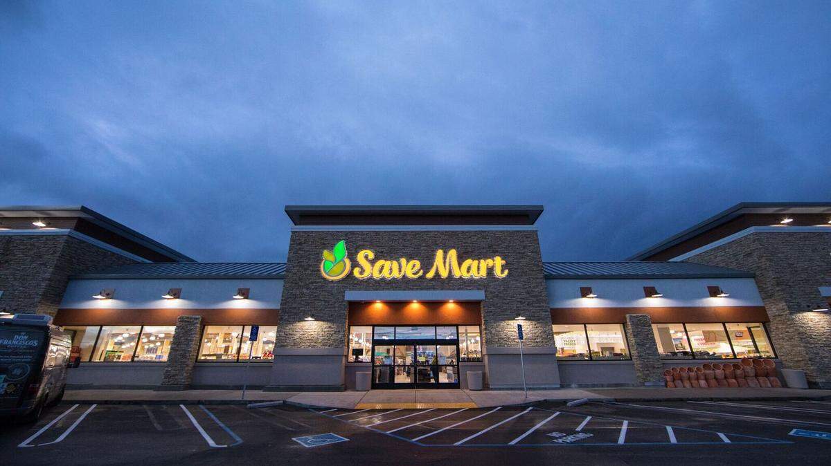 The new Save Mart logo on display at a store in Oakdale, which is one of the first in California showcase the company’s redesigned look.