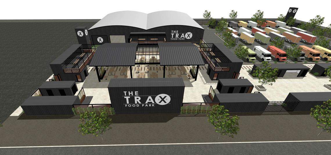 New food truck court & entertainment park Trax is being planned in Turlock, near downtown Turlock, Calif. Food trailers, other food vendors, market, entertainment planned on South Center Street and Golden State Boulevard.