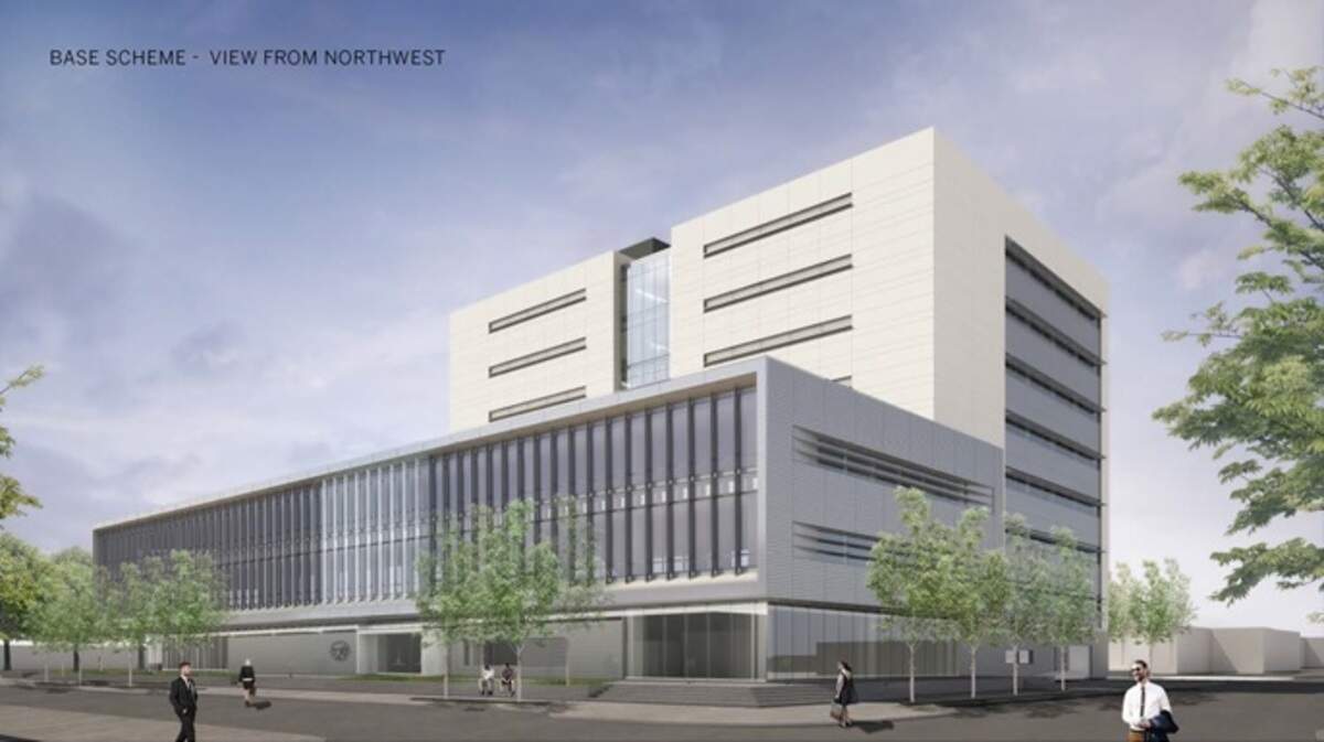 The latest artist rendering of a new Stanislaus Superior Courthouse to be located along H Street, between Ninth and 10th streets in downtown Modesto, California.