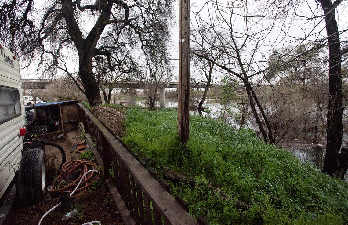 The Tuolumne River is expected to rise to 54 feet overnight. Flood stage is at 55 feet along that section of the Tuolumne. Stanislaus County Office of Emergency Services gave residents at Terrace Trailer Park, which sits on south side of the river, an evacuation order in Modesto, Calif., Friday, March 10, 2023.