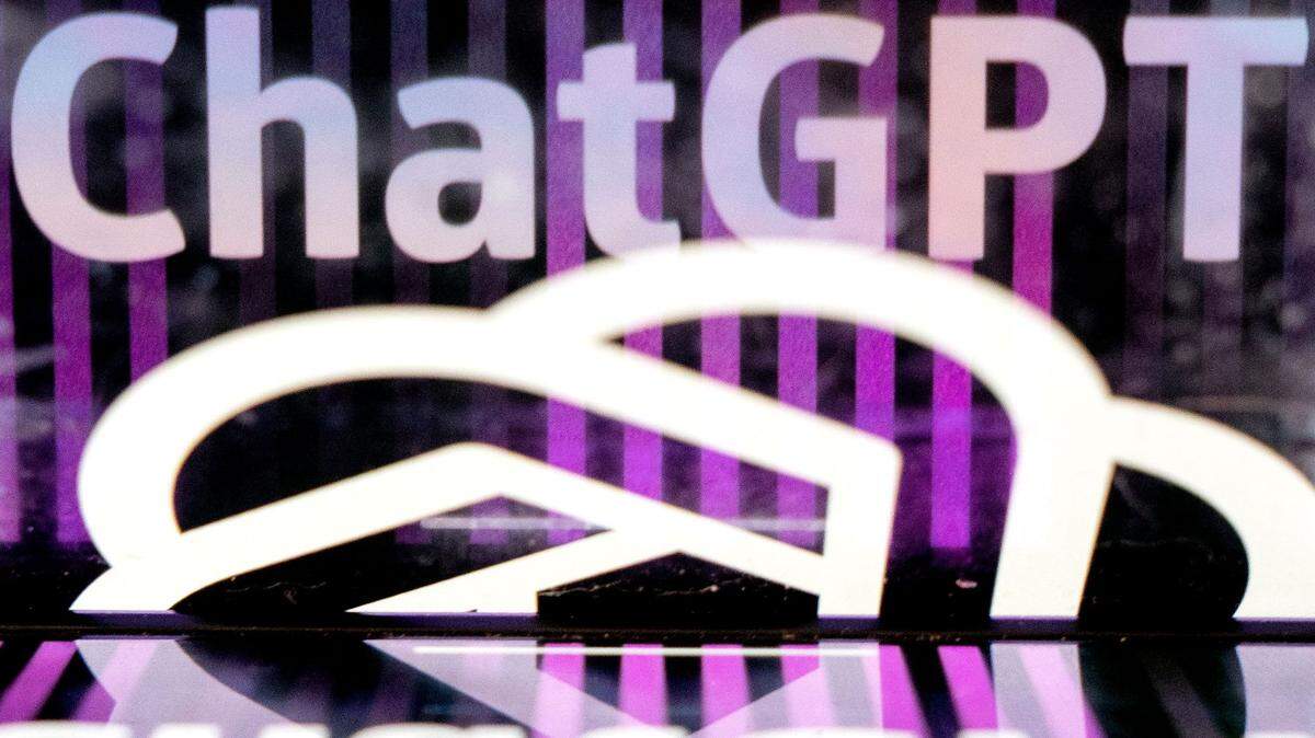 This photo illustration shows the ChatGPT logo at an office in Washington, D.C. on March 15, 2023.