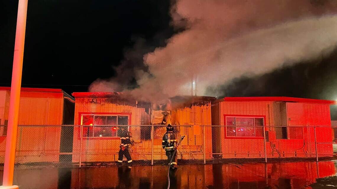 Authorities investigate cause of fire that scorched Oakdale High portable classroom