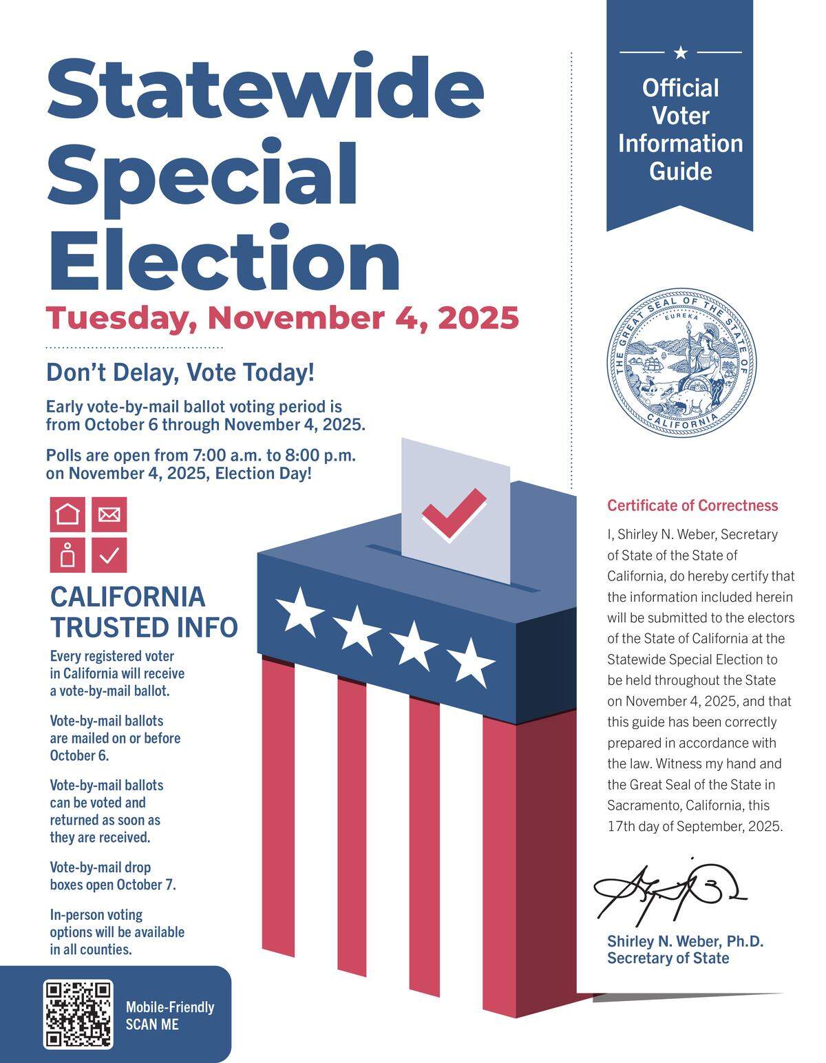 California 2025 Statewide Special Election Voter Information Guide