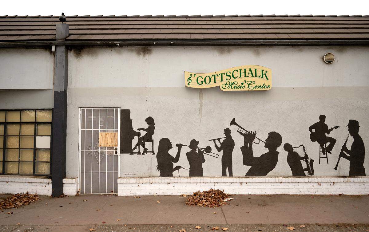 Gottschalk Music Center was damaged by a fire in Modesto, Wednesday, Nov. 20, 2024. 