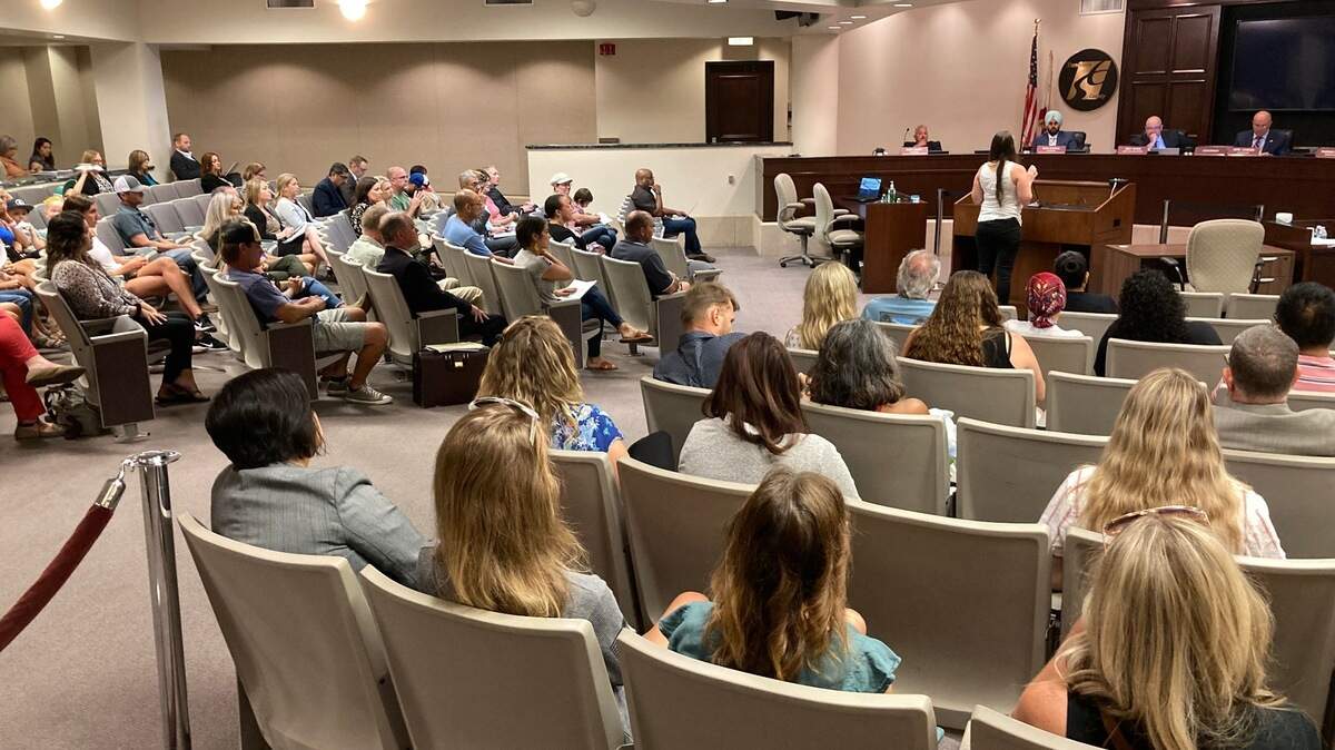 Dozens of parents and advocates packed the Stanislaus County Board of Supervisors meeting Tuesday, July 13, 2021 to protest mask requirements at schools due to the COVID-19 pandemic.