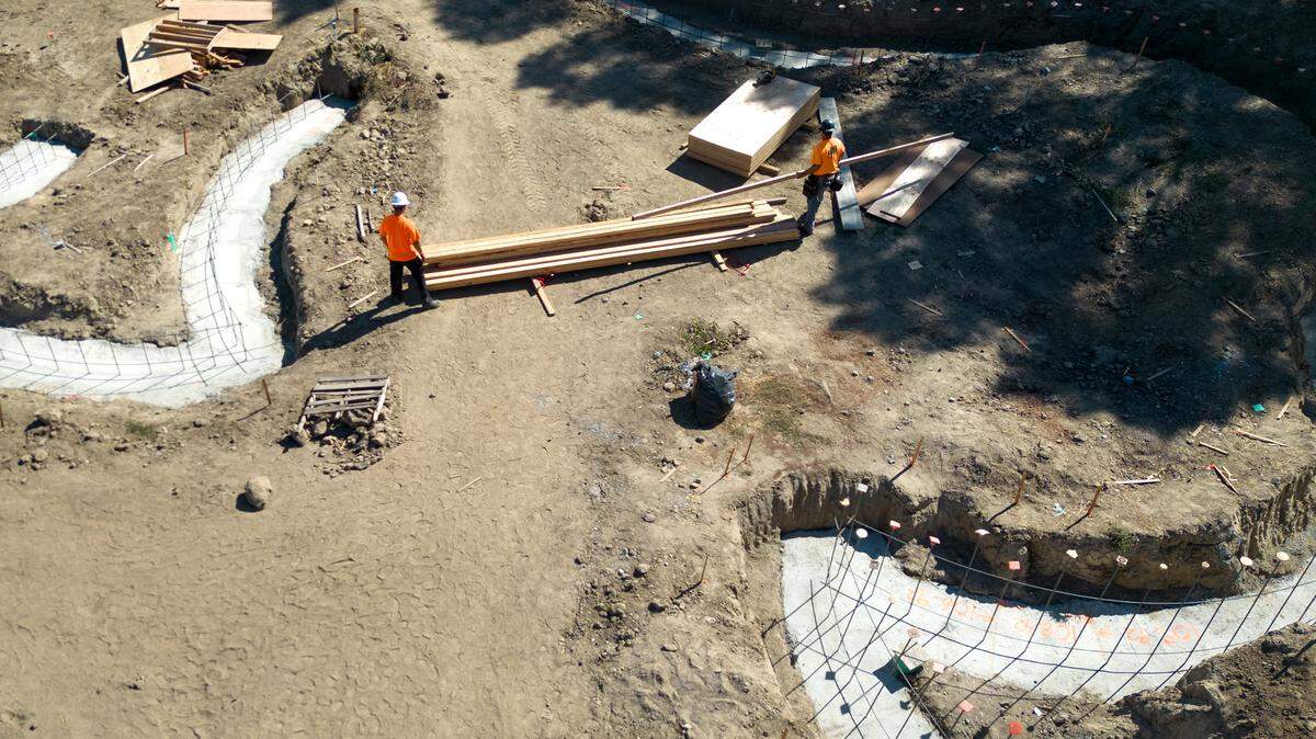 Construction work continues at The Awesome Spot playground at Beyer Community Park in Modesto, Calif., Thursday, Oct. 12, 2023.