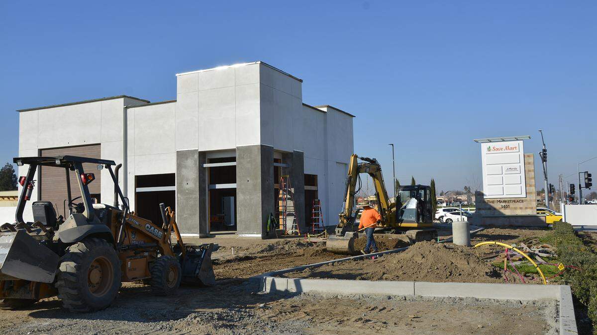 Construction underway at The Marketplace shopping center in northeast Modesto, Calif. Jan. 19, 2022.