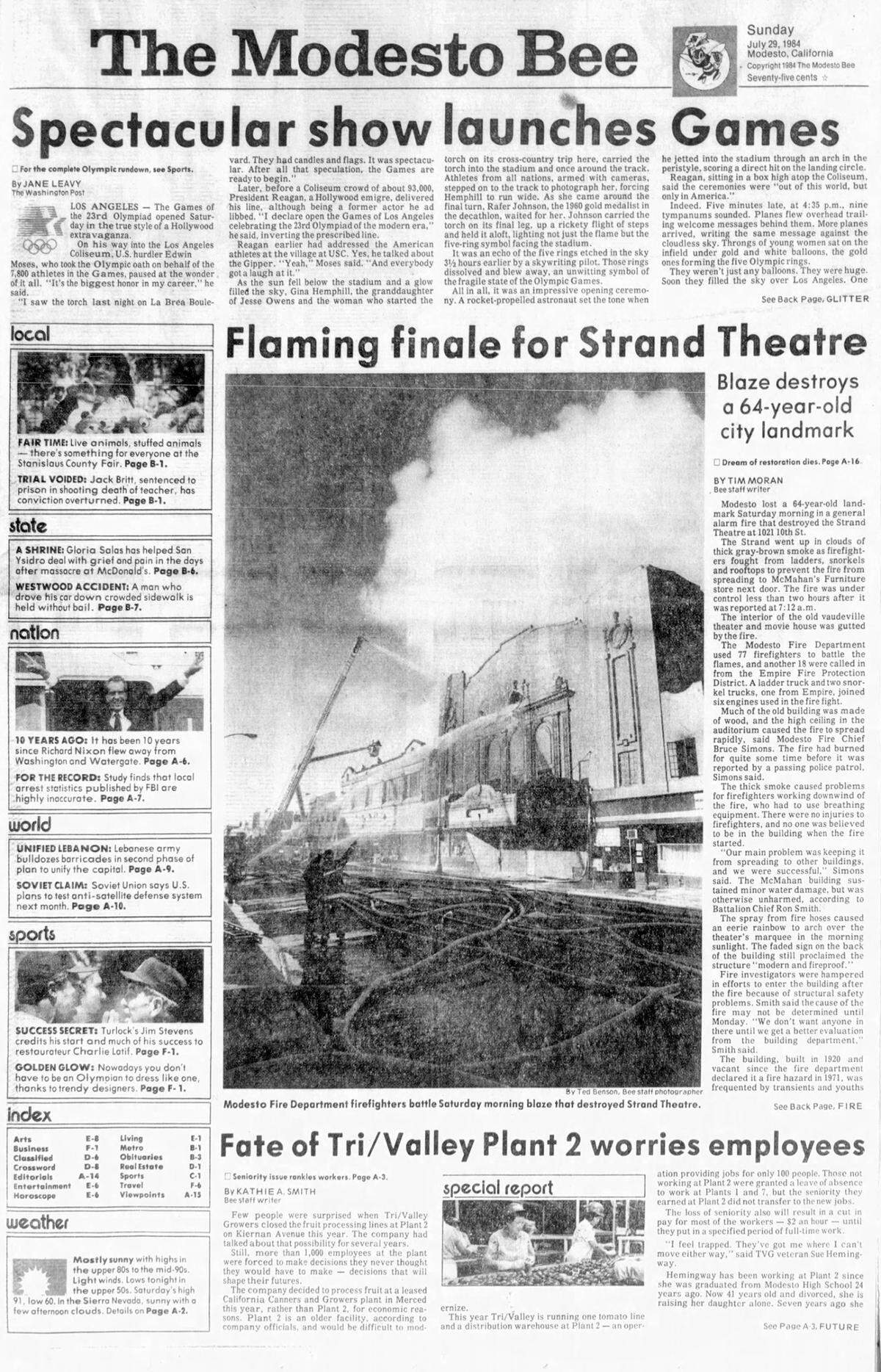 The Strand Theatre, 1021 10th Street, burned on July 28, 1984