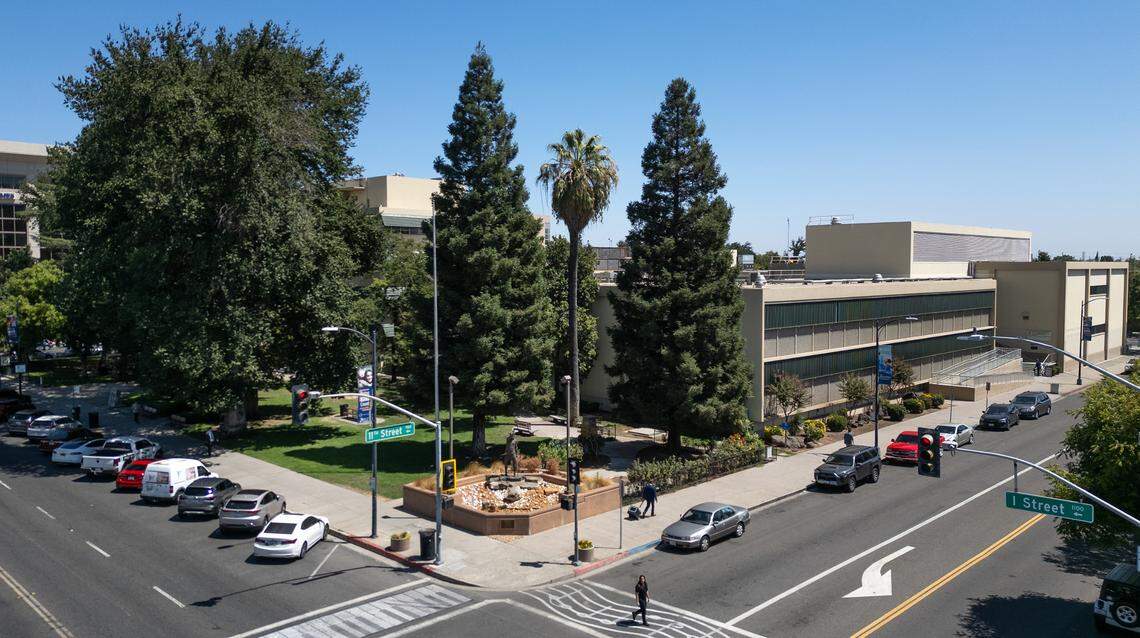 Courthouse plaza and the Stanislaus County courthouse on 11th Street in Modesto, Calif., Thursday, Aug. 22, 2024.