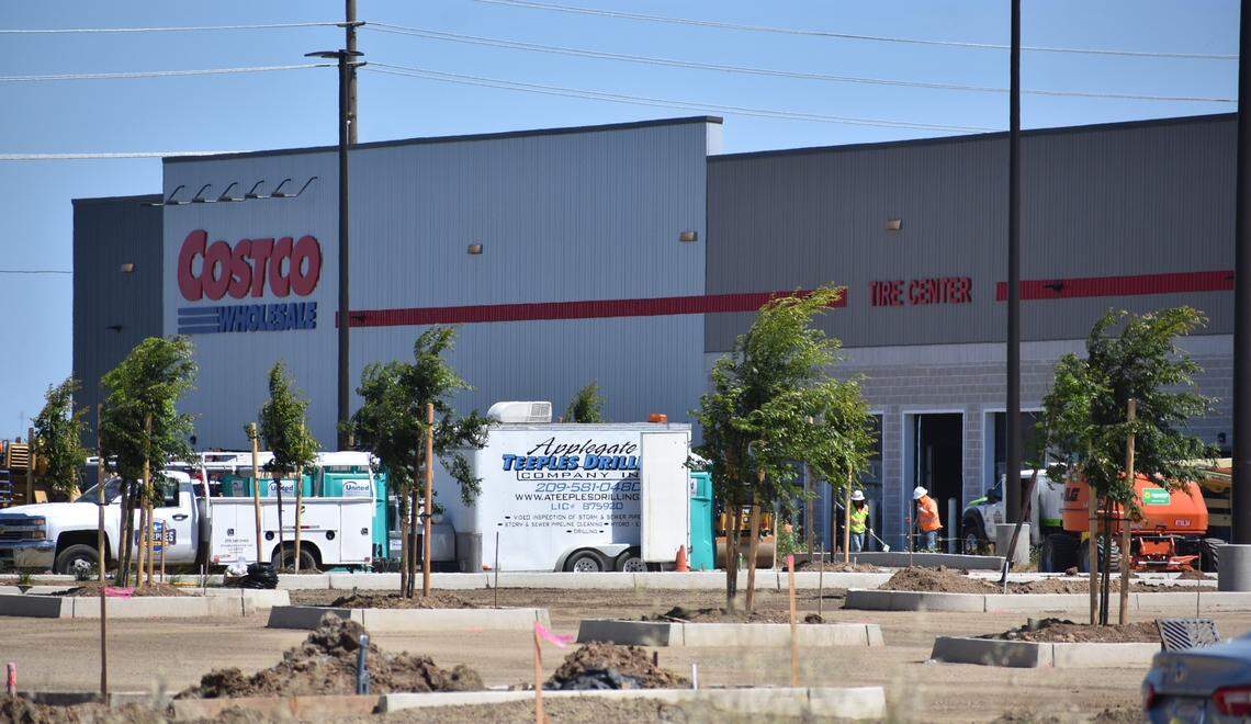 The Costco store going up at Claribel and Oakdale roads in Riverbank is pictured April 30, 2024. It is scheduled to open June 13.