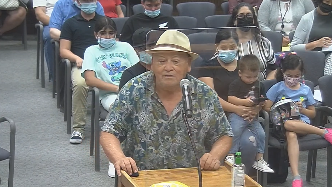 Miguel Donoso, member of Families de la Raza Unida de Turlock, advocated for affordable housing and the city’s homeless population during a council meeting Sept. 14, 2021.