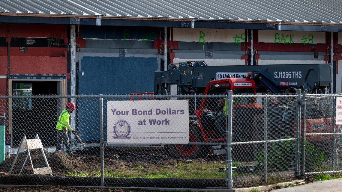 Improvements at El Vista Elementary school are underway in Modesto, Calif., Wednesday Jan. 17, 2024.