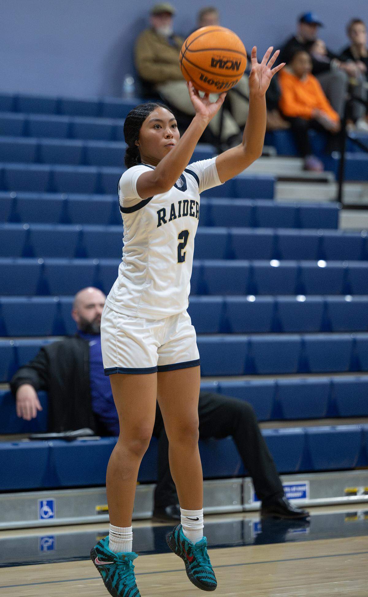 Central Catholic’s Samantha Nichols shoots a jump shot during the MST Gallo Tournament game with Ripon Christian at Central Catholic High School in Modesto, Monday, Dec. 29, 2025.