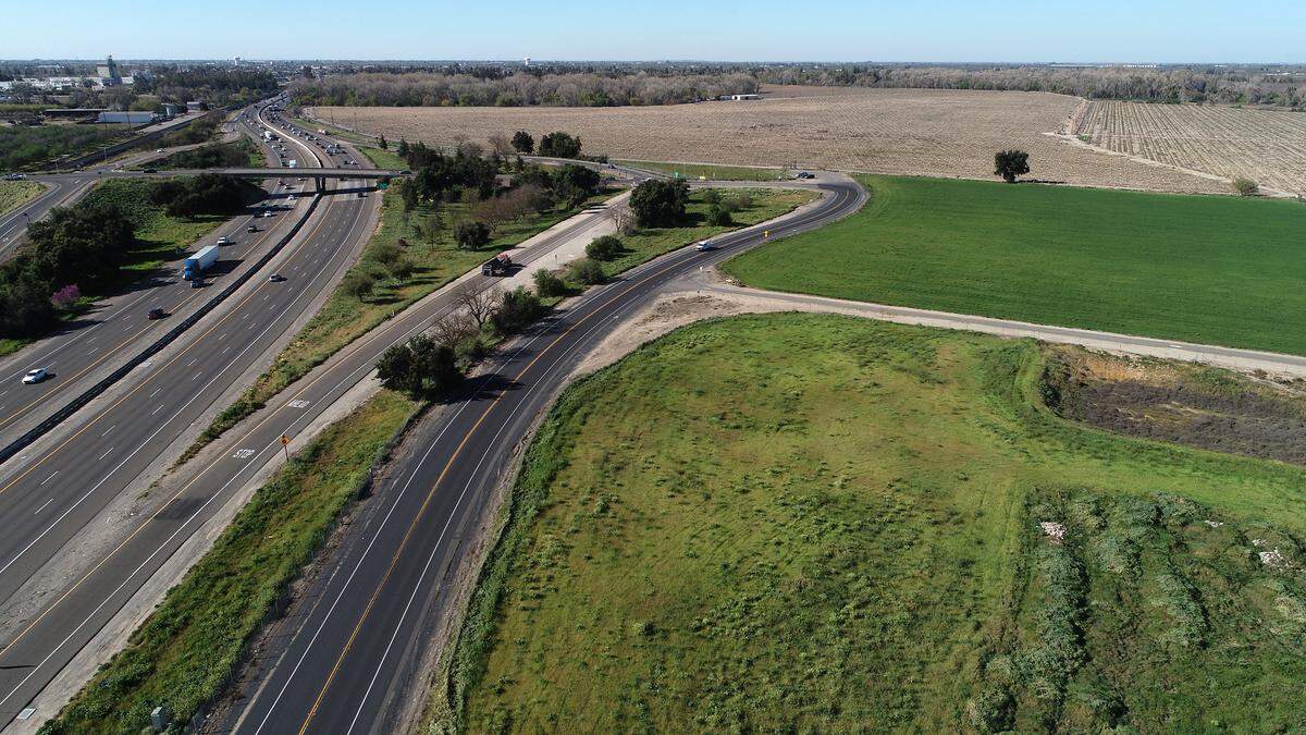 Site of the 9.6-acre service station and mini-storage project on Pirrone Road near the Hammett Road overcrossing off Highway 99 in Salida, Calif. Photographed on March 11, 2022.
