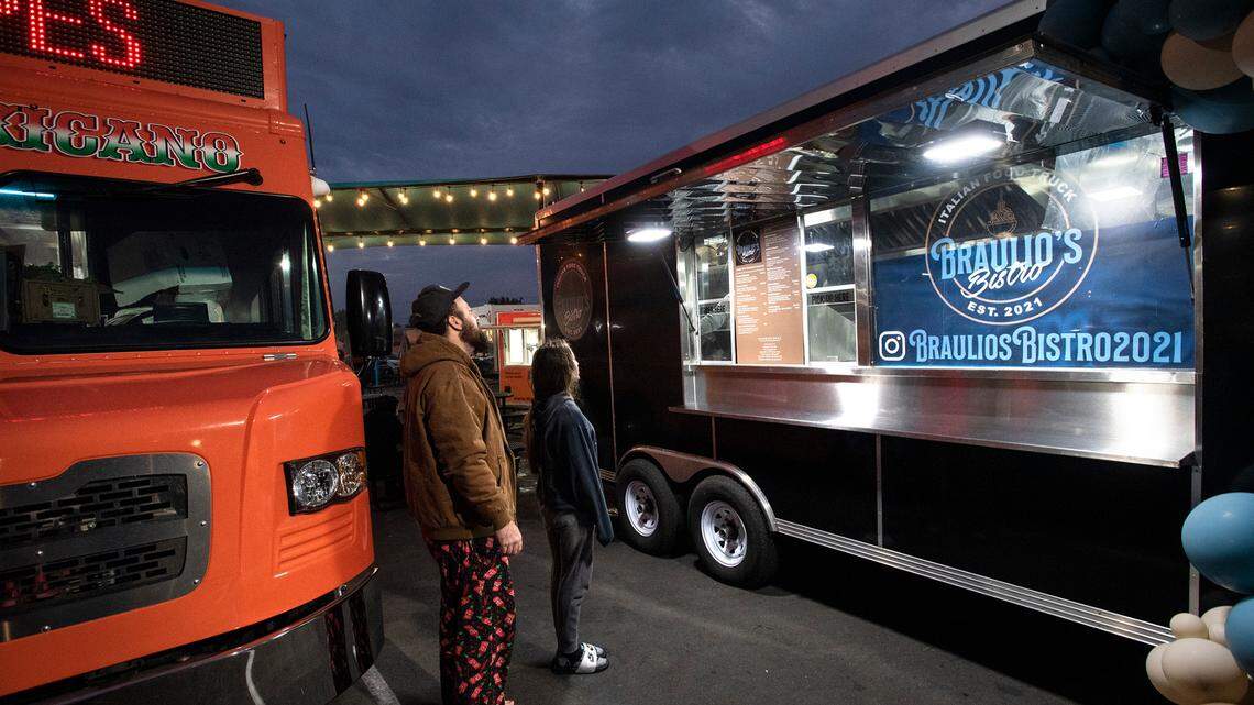Italian food truck Braulio’s Bistro at Grub Hubs food truck court in Modesto, Calif., Thursday, Nov. 18, 2021. 