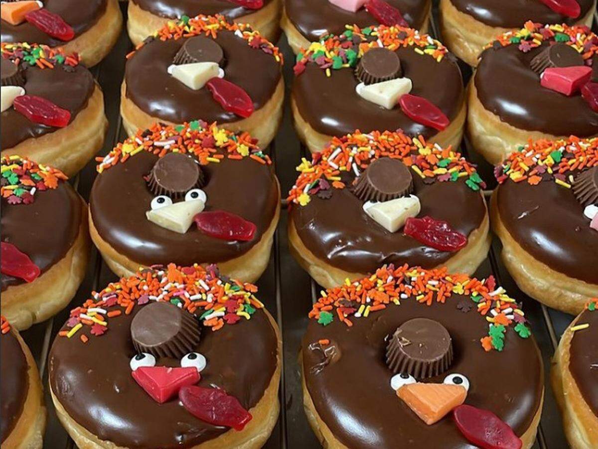 Thanksgiving-themed donuts from Sunshine Donut Co. in Patterson, Calif.