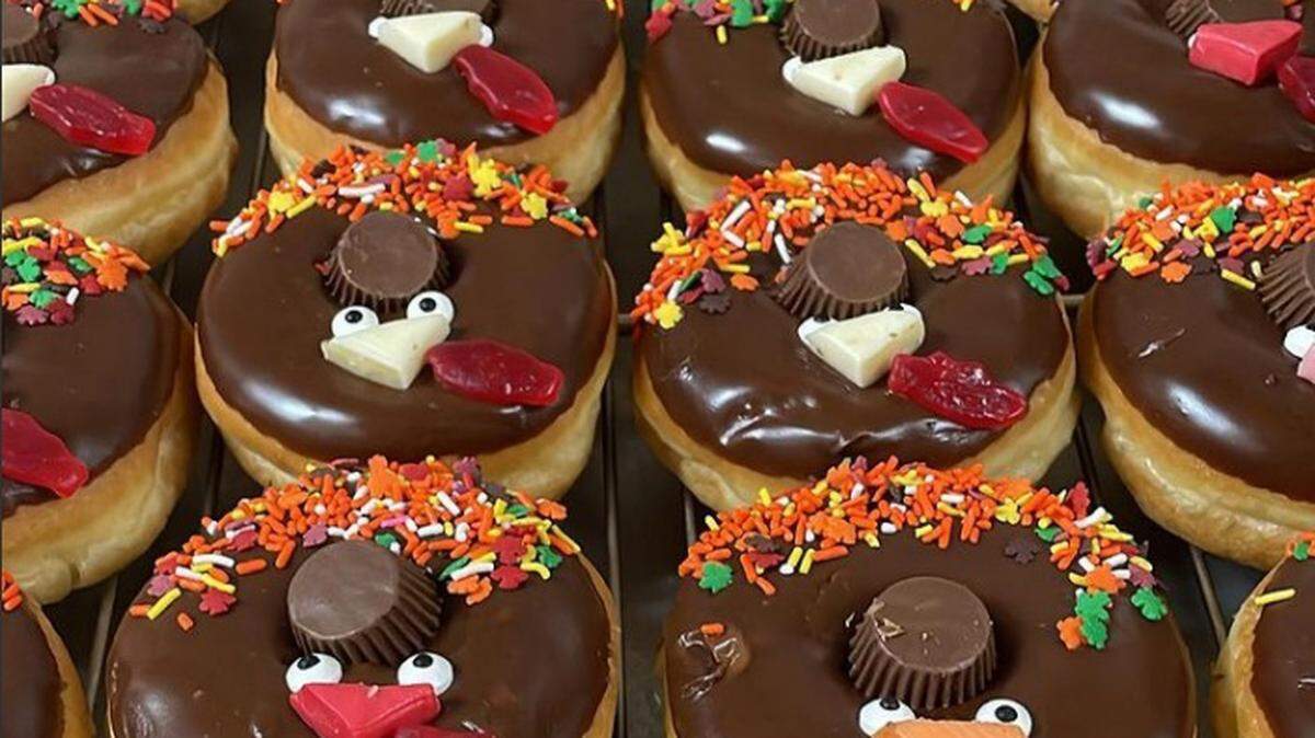 Thanksgiving-themed donuts from Sunshine Donut Co. in Patterson, Calif.