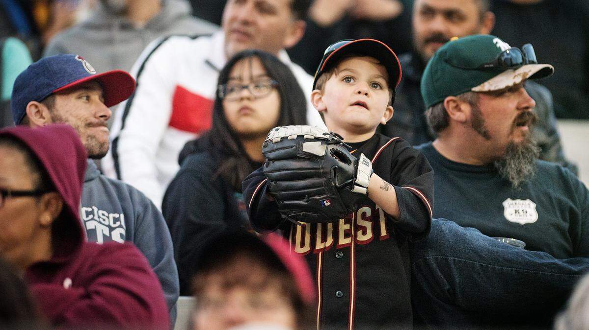 Modesto Nuts fans watch the action at John Thurman Field in April 2018.