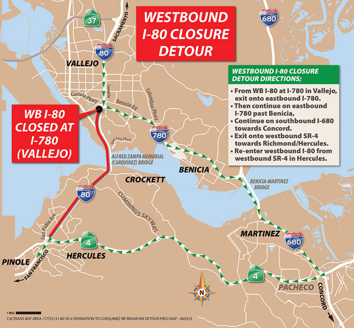 A full highway closure of westbound I-80 scheduled for Labor Day weekend will start Thursday after 9 p.m. and conclude next Tuesday no later that 5 a.m., according to a Caltrans news release.