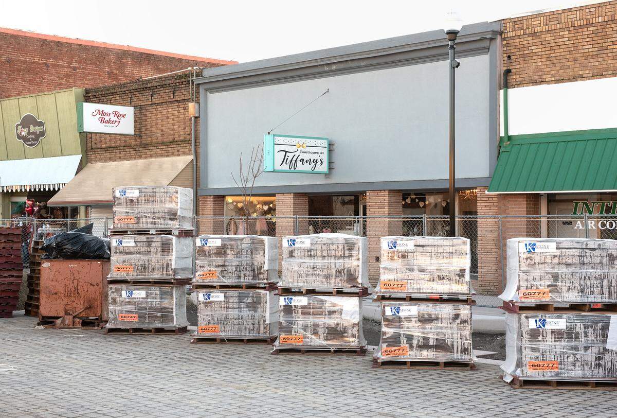 Streetscape renovation on Third Avenue is in its final phase in Oakdale, Calif., Friday, Jan. 20, 2023.