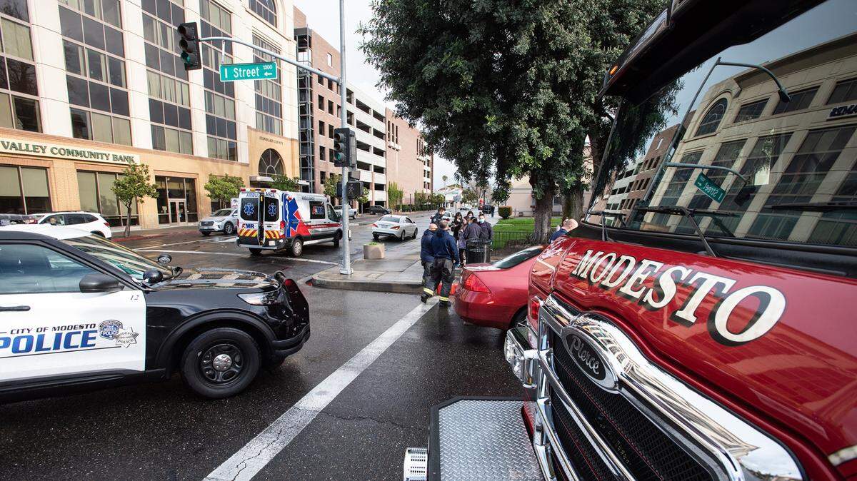 The city’s general fund primarily pays for public safety. Here police and fire respond to a traffic collision in March.