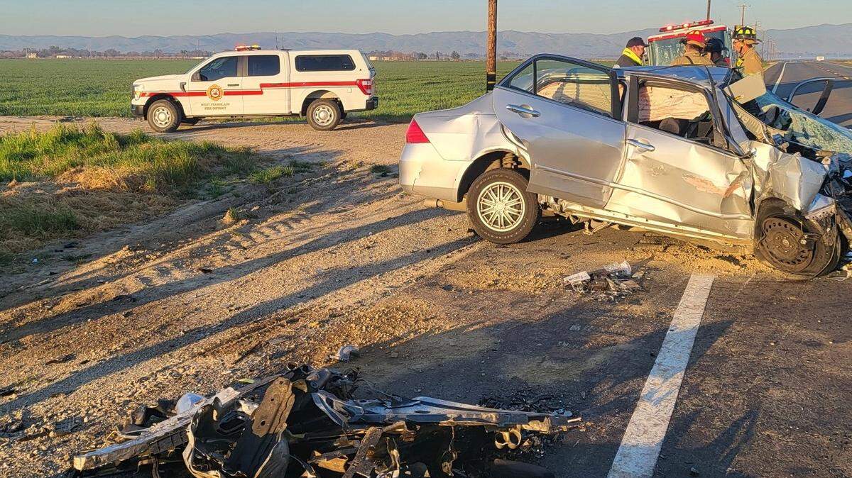 Two adult male drivers, one from Patterson and the other from Turlock, were killed in a head-on crash on West Main Street about 10 miles west of Turlock on Monday morning, Feb. 28, 2022.