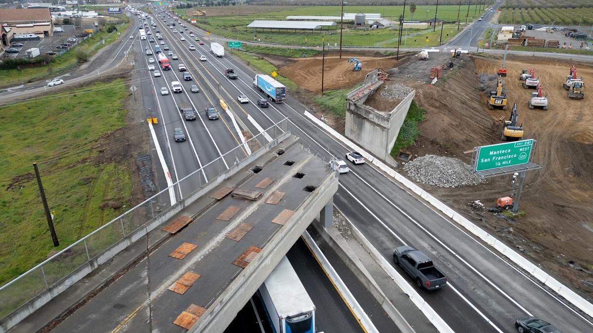 Demolition of the Austin Road bridge over Highway 99 was completed in March 2025 as part of an upgrade to the Highway 120 junction.