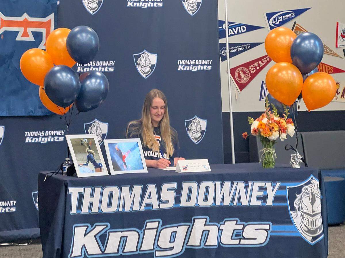 Downey High volleyball player Kylie Griffin signed with Cal State Fullerton Monday, April 17. She was named a 2022 CCAL First Team All League member.