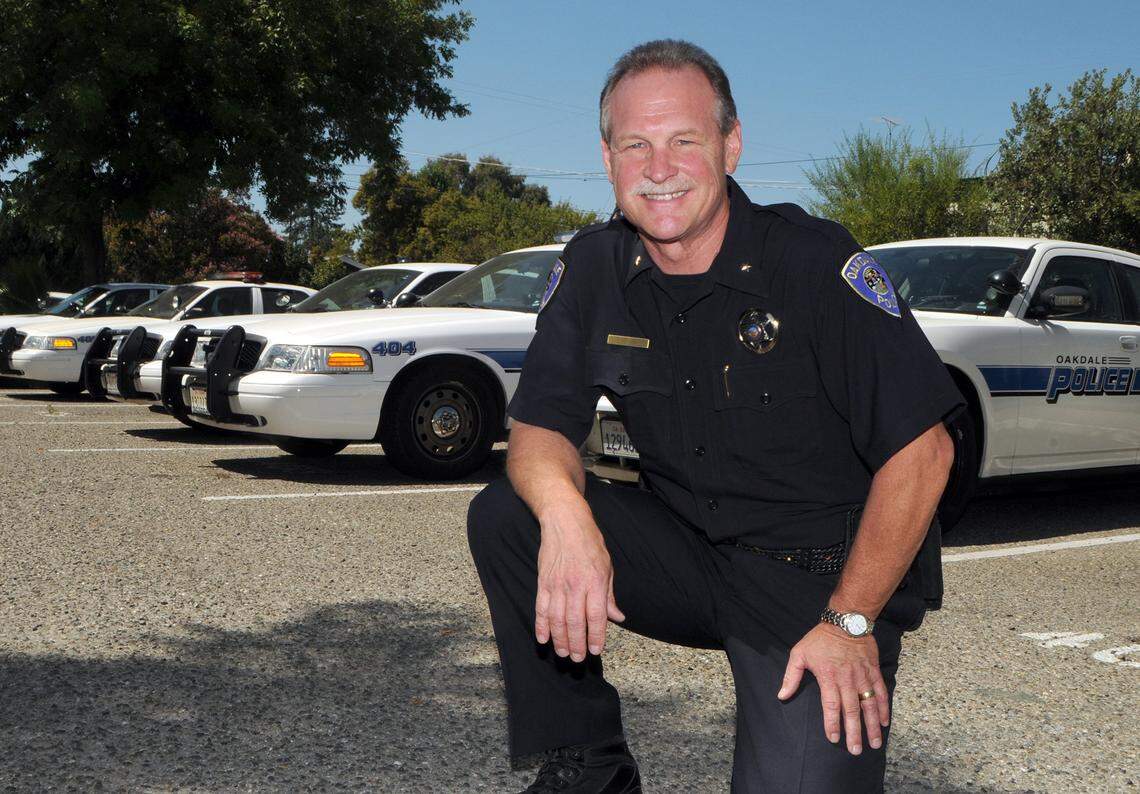 Former Oakdale Police Chief Marty West is pictured at the department in Oakdale, CA in September 2011 prior to his retirement in March 2012.