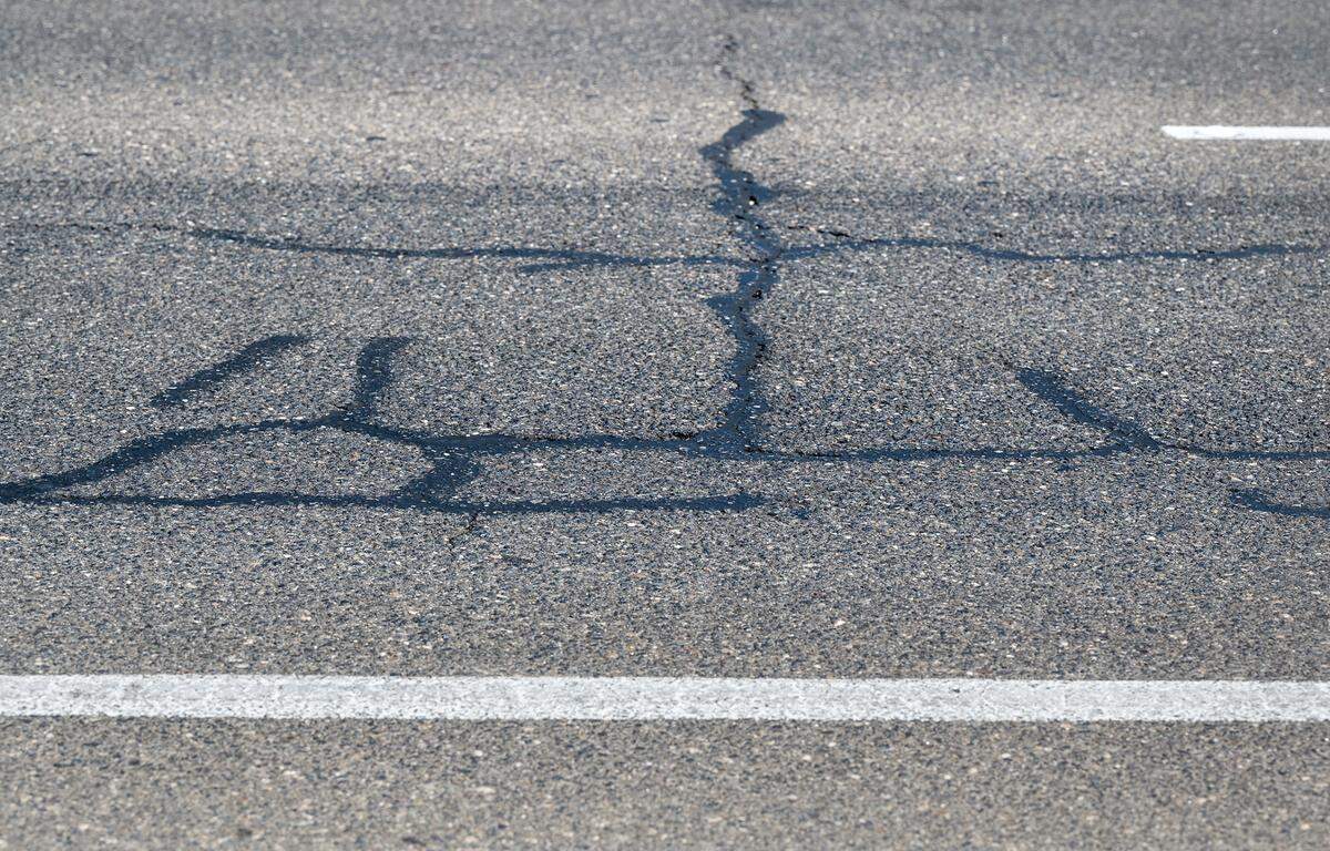Briggsmore Ave road surface in Modesto, Calif., on August 24, 2022.