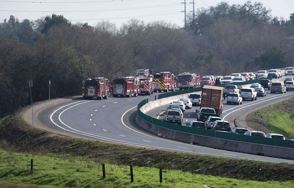 A pilot was killed when his private airplane crashed just after taking off from Modesto airport in Modesto, Calif., Wednesday, Jan. 18, 2023. The Cessna 414, for unknown reasons, crashed in a field on the east of the Mitchell Road bridge, north of the Tuolumne River. The right northbound lane of Mitchell Road remained closed Thursday as officials with the National Transportation Safety Board investigate the crash.