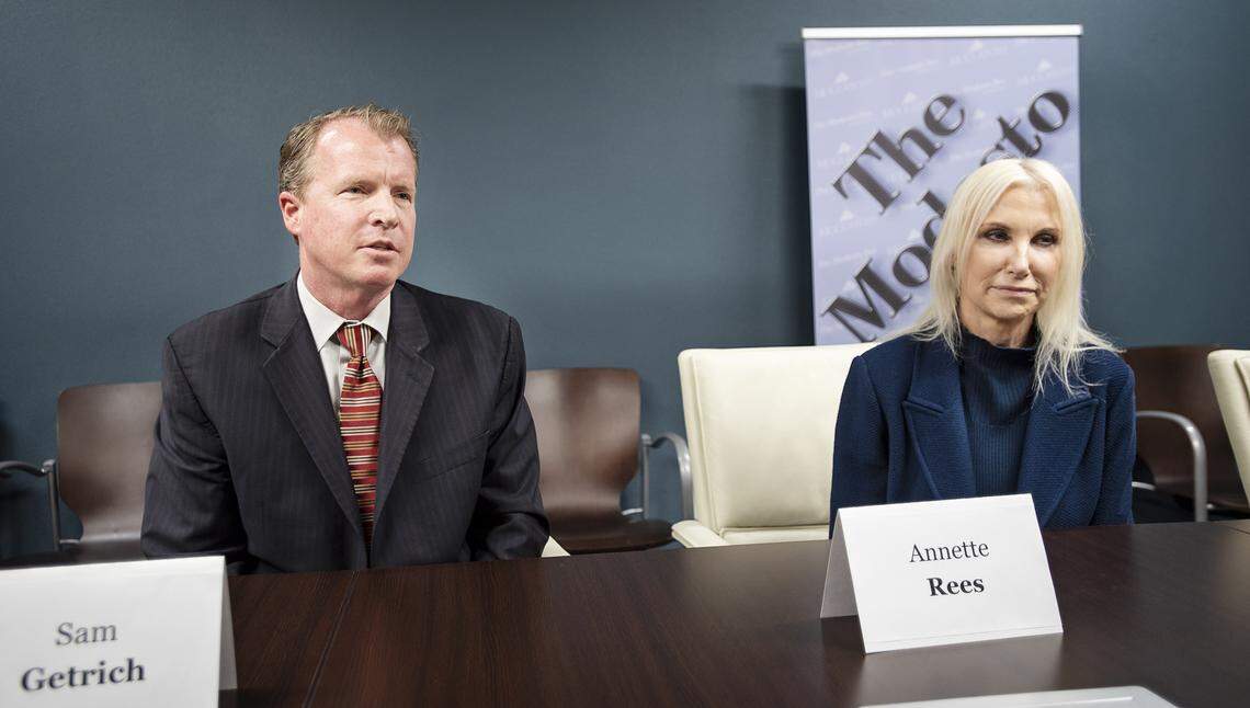 Political forum featuring the Stanislaus Superior Court Judge, Office 6 candidates, Sam Getrich, left, and Annette Rees at the Modesto Bee office in Modesto, Calif., on Wednesday, Jan. 29, 2020. 