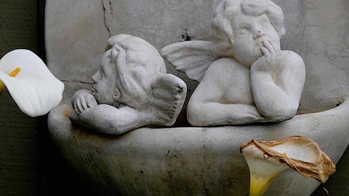 
“Cupids and Calas” by Shirley Stevens is part of the “Collision IV” exhibit.
