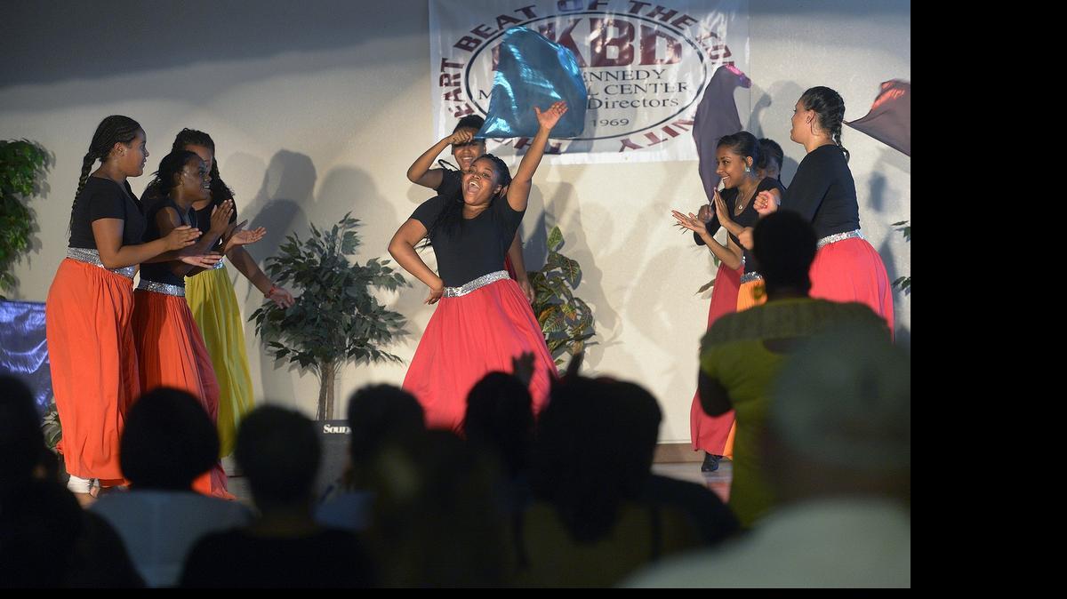 
The Victory In Praise Dancers from the VIP Church perform at the 2014 Juneteenth talent show.
